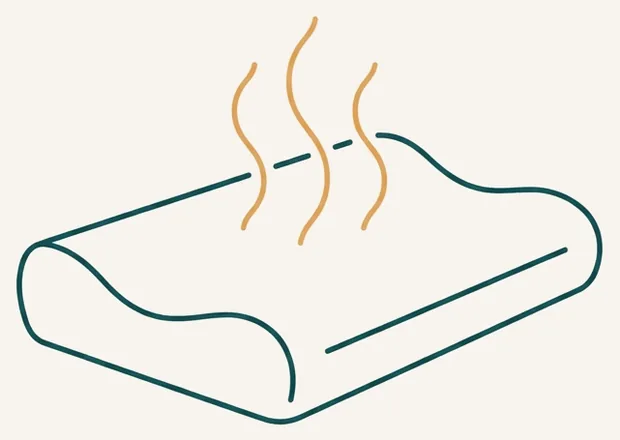 Chaleur qui s'échappe de la surface d'un oreiller à mémoire de forme